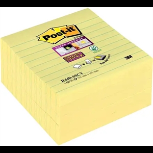 3M Post-it-lapper super sticky Z-fold 101 x 101mm, linjert, gul.